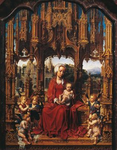 Madonna gyermekkel és angyal zenészekkel, a Malvern Triptych központi panelje