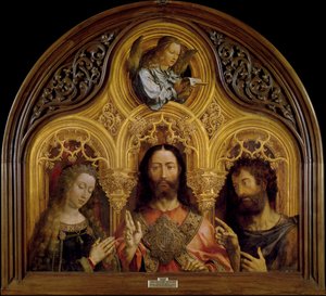 Krisztus Szűz Mária és Keresztelő Szent János között - Peinture de Jan Gossaert (Gossart) dit Mabuse (kb. 1478-1532) - 1510-1515 - Olaj, fa - 122x133 - Museo del Prado, Madrid