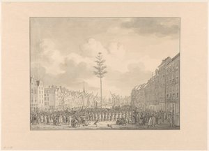 Szabadságfa a Grote Markt-on, Rotterdamban, 1795 alkotó: Jan Anthonie Langendijk Dzn (possibly)