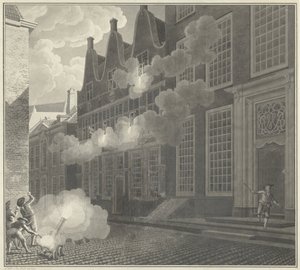 Lucas van Steveninck házának ágyúzása, 1787 alkotó: Jan Arends (signed by artist)
