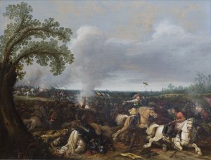 II. Gusztáv Adolf svéd király a Lützen melletti csatában 1632. november 16-án