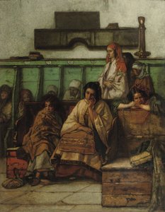 A női pad a prágai zsinagógában, 1855