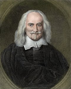 Thomas Hobbes (1588-1679) angol filozófus portréja. 19. századi színes metszet. alkotó: Jan Baptist (after) Jaspers