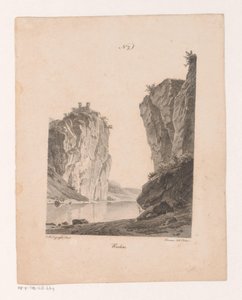 Rotsen langs het vizet Sziklák (cím a tárgyon) A természetből merített és kövön kivitelezett tájak elvei (sorozat címe) alkotó: Jan Baptiste de Jonghe