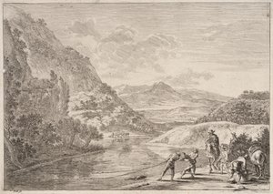 Halászok a Tiberis folyónál, a Róma és környéke látképei című sorozatból alkotó: Jan Both