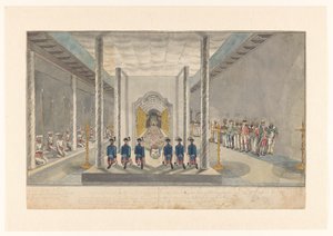 VOC-delegáció Kandy király, Sri Rajadi Raja Sinha közönségén alkotó: Jan Brandes