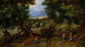 Erdős út utazókkal, 1607. alkotó: Jan Brueghel the Elder
