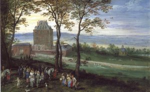 Albrecht főherceg és Izabella a Mariemont-kastély előtt alkotó: Jan Brueghel the Elder