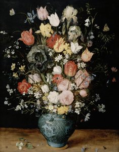 Virágok kék vázában, 1608 körül.