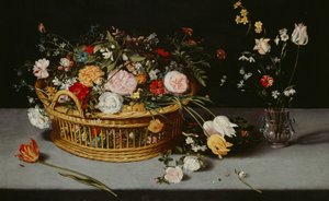 „Csendélet kosárral és virágvázával”, 1620. sz. alkotó: Jan Brueghel the Younger
