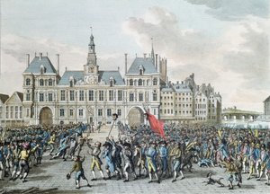 Launay és Flesselles feje a Hotel de Ville előtt sétálgat, 1789. július 14., 1795
