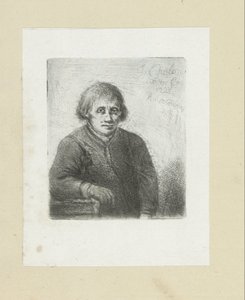 Fiatal férfi egy asztalra támaszkodva John Chalon rézkarcainak teljes munkája / Jean Chalon Complette des Eaux Fortes életműve (sorozat címe) alkotó: Jan Chalon
