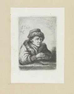 Volwassen man aan een tafel, bontmantelben John Chalon rézkarcainak teljes alkotása / Jean Chalon Complette des Eaux Fortes életműve (sorozat címe)