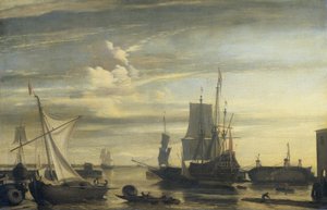 Kikötő naplementekor alkotó: Jan Claesz. Rietschoof (attributed to)