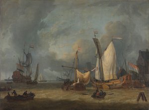 Vihar (hajók a kikötőben éles szellőben) alkotó: Jan Claesz. Rietschoof