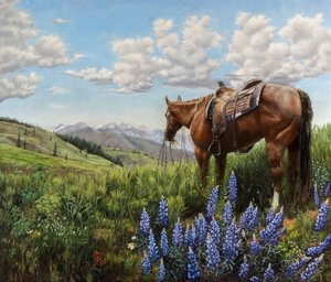 Ló a hegyi legelőn alkotó: Jan Clizer