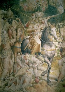V. Károly császár hadjárata a törökök ellen Tunisznál 1535-ben: a törökök veresége a golettai csatában, szomjúságukat oltó lovas katonák részlete, karikatúra faszénről és wc-ről