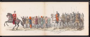 A leideni diákok álarca, 1865 (15. tábla) A Leidsche Hoogeschool 290. évfordulója alkalmából 1865. június 6-án, a Leidsche Hoogeschool fennállásának 290. évfordulója alkalmából rendezett jelmezes felvonulás, amelyet a leideni diáktestület tagjai tartottak, alkotó: Jan Daniël Cornelis Carel Willem baron de Constant Rebecque