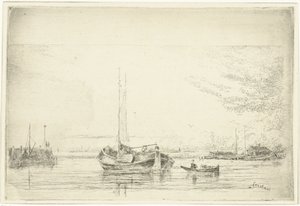 Kilátás a folyóra, bárkával és evezős csónakkal alkotó: Jan Daniël Cornelis Carel Willem baron de Constant Rebecque