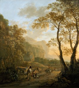 Táj pihenő utazókkal és ökrös szekérrel, c. 1645