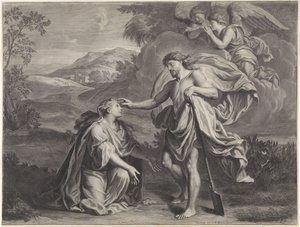 Krisztus kertészként jelenik meg Mária Magdolnának (Noli me tangere) alkotó: Jan Edelinck (possibly)