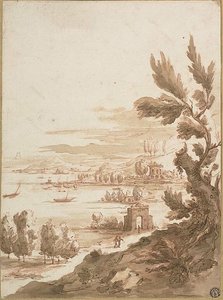 Kilátás a kikötőre néző dombról alkotó: Jan Frans van Bloemen