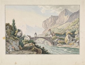 Kilátás a svájci Saint Maurice hídra