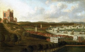 A királynő házának és a Greenwichi Királyi Obszervatóriumnak a panorámája alkotó: Jan Griffier