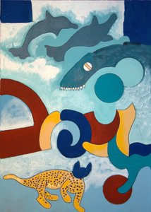 A Leopárdnak kék feje van, 2009 (olaj, vászon) alkotó: Jan Groneberg