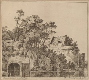 Kisváros (Gorkum városi kapuja?) alkotó: Jan Hackaert