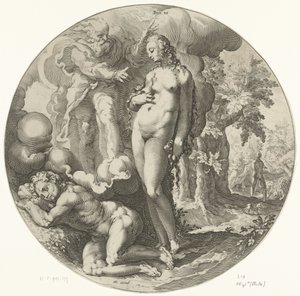 A teremtés hatodik napja: Az ember teremtése Dies VI (cím a tárgyon) A világ teremtése (sorozat címe) alkotó: Jan Harmensz. Muller