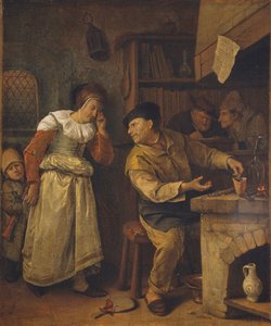 Egy ötvös, aki egy női ékszert olvaszt le egy közjegyző jelenlétében: Az alkimista, c. 1668-70 (olaj, vászon) alkotó: Jan Havicksz. Steen