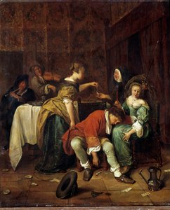 A rossz társaság. Steen Jan Havicksz (1626-1679) festménye (H S/FA 0,41 X 0,35).