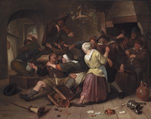 Szerencsejátékosok veszekedése, 1665 körül alkotó: Jan Havickszoon Steen