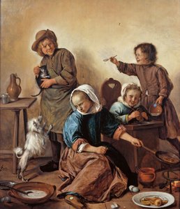 The Childrens Meal, 1665 körül. alkotó: Jan Havickszoon Steen