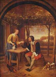 Az utazó pihenője (olaj) alkotó: Jan Havickszoon Steen