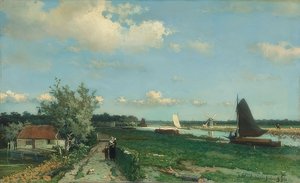 A Trekvliet-csatorna Rijswijk közelében, továbbá: Kilátás a Geest-híd közelében. 1868