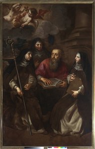 Szent Jeromos három szenttel (festmény alkotó: Jan Hovaert