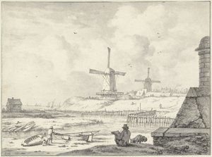 Vázlatoló művész a Hogendijken, a Haarlemmerpoorton kívül