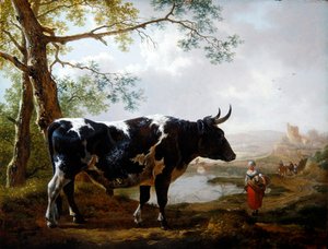 Nyereménybika zöldellő tájon (olaj a panelen) alkotó: Jan II Kobell