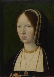 Egy nő, akit hagyományosan kasztíliai I. Izabellaként azonosítanak, 1492–1497 körül (olaj a táblán)