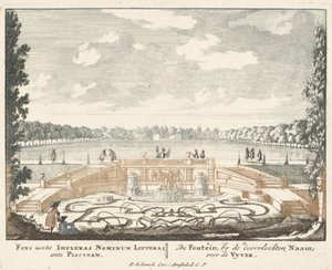 Szökőkút és nagy tó a Het Loo palota kertjében, 1694-97