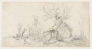 Vázlat a tájról kunyhóval, c. 1630. alkotó: Jan Josephsz van Goyen