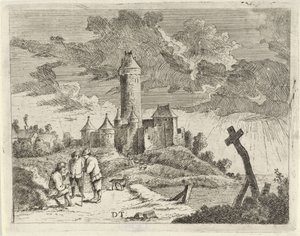 Táj kastély és három férfi alkotó: Jan Lauwryn Krafft (I) (possibly)