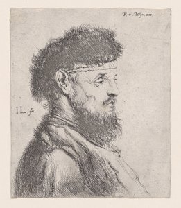 Szőrme sapkás férfi mellképe, 17. század. alkotó: Jan Lievens