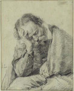 Jobb kezével fejét támasztó férfi tanulmánya alkotó: Jan Lievens