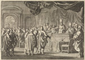 A magyarországi református püspökök és más romanisták bírósága előtt, 1670 alkotó: Jan Luyken