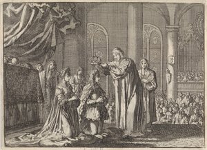 III. Vilmos és II. Stuart Mária megkoronázása Canterbury érseke által, 1689 alkotó: Jan Luyken
