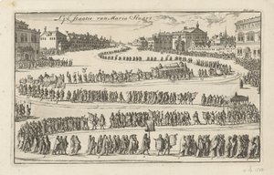 II. Stuart Mária királynő temetése, 1695 Mary Stuart Lyk állama (cím a tárgyon) alkotó: Jan Luyken