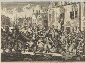 Lázadás Enkhuizenben, amelyben Kwast és Turk admirálisok házait lerombolták, 1635 alkotó: Jan Luyken